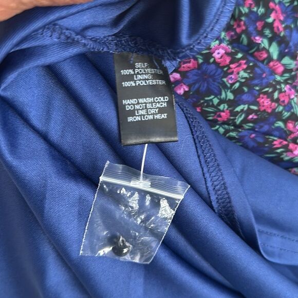 Lulus Evalina Navy Blue Floral Print Mock Neck Midi Dress XS - Picture 8 of 8